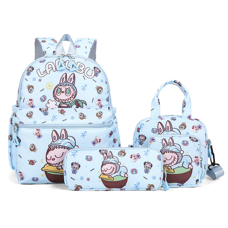 Kids Cartoon Character 3 Piece Backpack Set Lightweight School Bag With Lunch Pencil Case Blue Backpacks & Bags