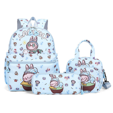 Kids Cartoon Character 3 Piece Backpack Set Lightweight School Bag With Lunch Pencil Case Blue Backpacks & Bags