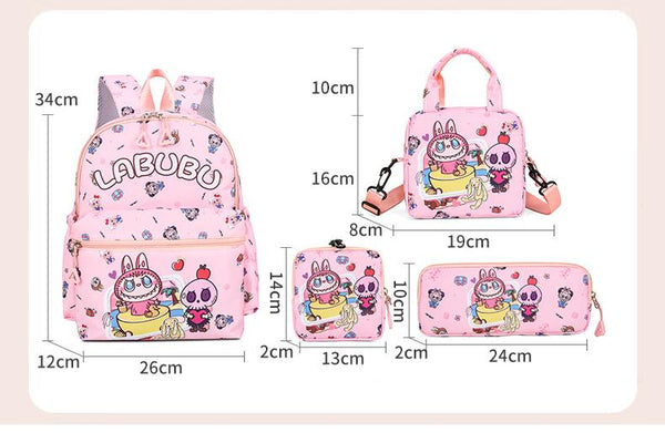 Kids Cartoon Character 3 Piece Backpack Set Lightweight School Bag With Lunch Pencil Case Blue Backpacks & Bags