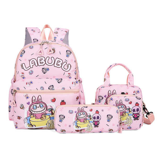 Kids Cartoon Character 3 Piece Backpack Set Lightweight School Bag With Lunch & Pencil Case Pink Backpacks & Bags
