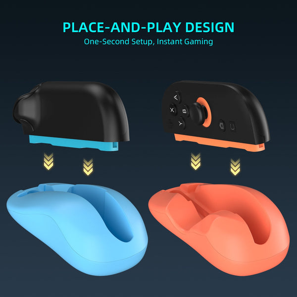 Ergonomic Mouse Grip For Nintendo Switch Joy Con 2 Pack Controller Holder (Black) Keyboard & Mouse Bundles