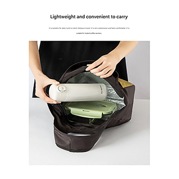 Insulated Lunch Tote Bag Large Capacity Multi Pocket Waterproof & Stain Resistant Lining Beige Lunchboxes