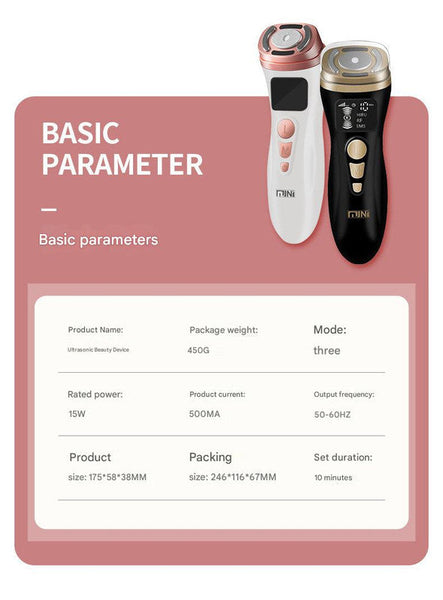 3 In 1 Facial Firming & Anti Wrinkle Device With Hifu Rf Ems Technology(Black) Anti Aging Products