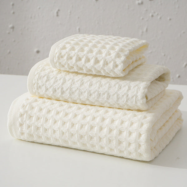 Luxurious 100% Cotton Waffle Weave Towel Set Absorbent Quick Drying & Soft 3 Piece Towels & Washcloths