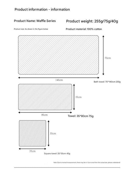 Luxurious 100% Cotton Waffle Weave Towel Set Absorbent Quick Drying & Soft 3 Piece Towels & Washcloths