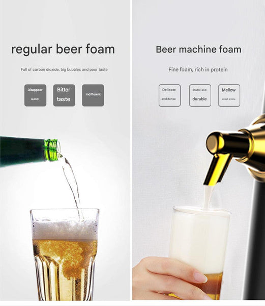 Ultrasonic Beer Foam Creator & Dispenser Portable Tap For Canned Bottled With Cooling System(Black) Kegerators