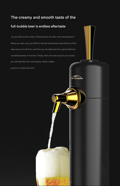 Ultrasonic Beer Foam Creator & Dispenser Portable Tap For Canned Bottled With Cooling System(Black) Kegerators