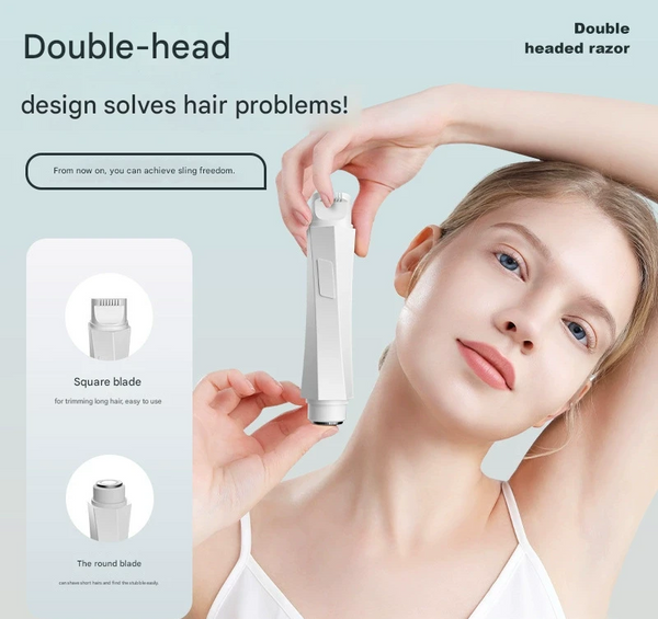 2 In 1 Women's Electric Body Shaver & Facial Trimmer Ipx7 Waterproof Dual Head With Ceramic Blades Usb Rechargeable(White) Women's Shavers