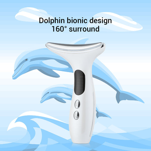 Multi Function Neck & Face Beauty Device 4 In 1 Led Light Therapy Ems Lifting Anti Wrinkle Massager(White) Anti Aging Products