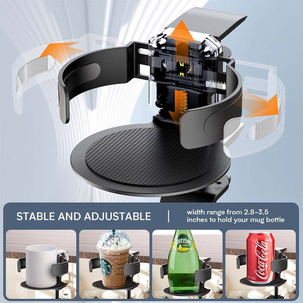 Two Desktop Clip On Cup Holders And Headphone Hanger Adjustable Non Slip Silicone Maximum Load 15Kg(Silver) Headphone Accessories