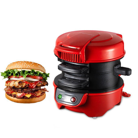 Quick & Easy Multi Layer Sandwich Burger Maker With Egg Cooker Plate(Red) Grills & Sandwich Makers
