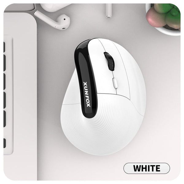 Two Ergonomic Vertical Wireless Mouse Dual Mode (2.4G & Bluetooth) 5 Adjustable Dpi Silent Clicks Rechargeable(White) Keyboard & Mouse Bundles