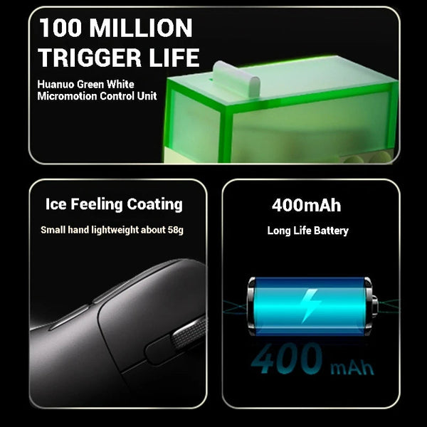 Tri Mode Wireless Gaming Mouse With 8000Hz Polling Rate Paw3950 Sensor Magnetic Charging Dock Black Keyboard & Mouse Bundles