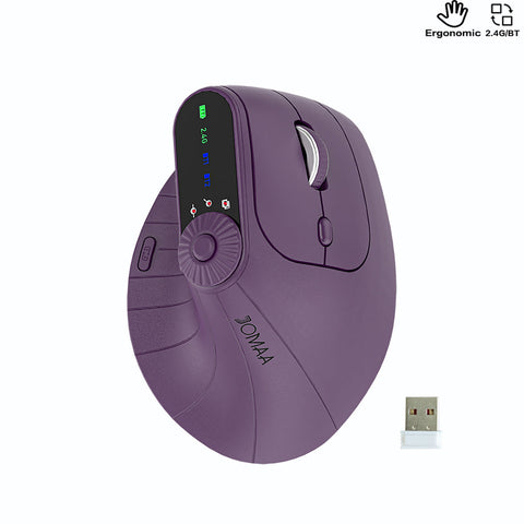 Ergonomic Vertical Mouse 2.4G/Bluetooth Multi Mode Led Display 57 Degree Angle & 400Mah Battery(Purple) Keyboard & Mouse Bundles
