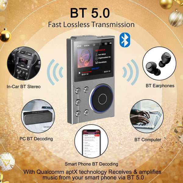 Portable Hi Res Digital Audio Player Dsd Dual Dac Bluetooth 5.0 Expandable Storage(Grey 16Gb + 32Gb) Ipods & Mp3 Players