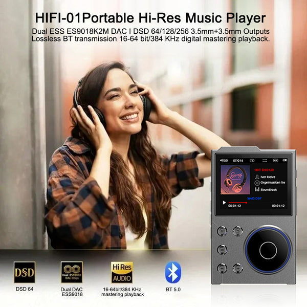 Hi Res Digital Audio Player Dsd Dual Dac Bluetooth 5.0 Expandable Storage(Black 16Gb +32Gb) Ipods & Mp3 Players