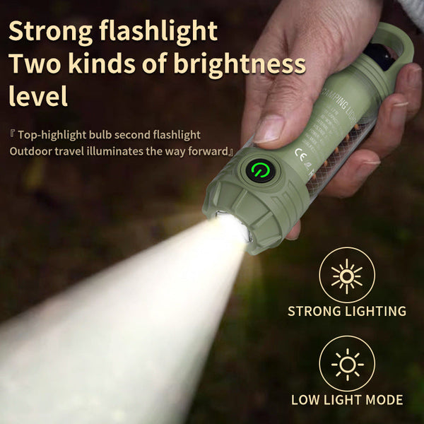 Tri Color Camping Lantern & Flashlight Rechargeable 360Ambient Light Hook Design(Green) Lanterns
