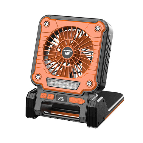 Solar Usb Rechargeable Camping Fan With Led Light Portable Power Bank 180 Collapsible Orange Portable Fans