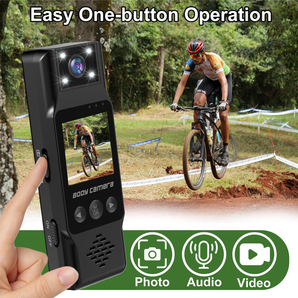 Mini Body Camera With 180 Rotatable Lens Night Vision & Motion Detection 1.3 Screen 1200Mah Battery(Black+32G) Camcorders