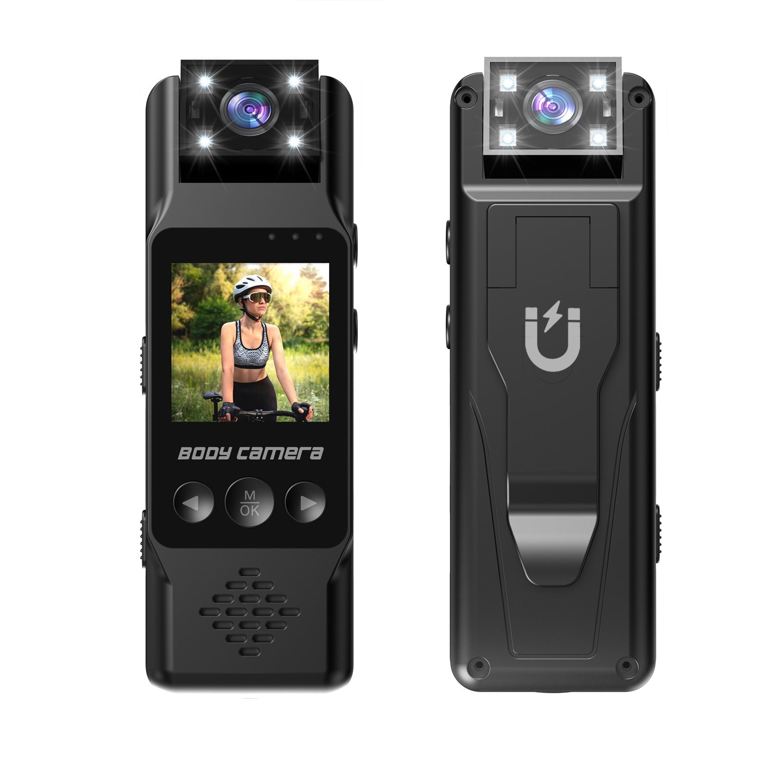 Mini Body Camera With 180 Rotatable Lens Night Vision & Motion Detection 1.3 Screen 1200Mah Battery(Black+128G)" Camcorders