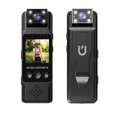Mini Body Camera With 180 Rotatable Lens Night Vision & Motion Detection 1.3 Screen 1200Mah Battery(Black+128G)" Camcorders