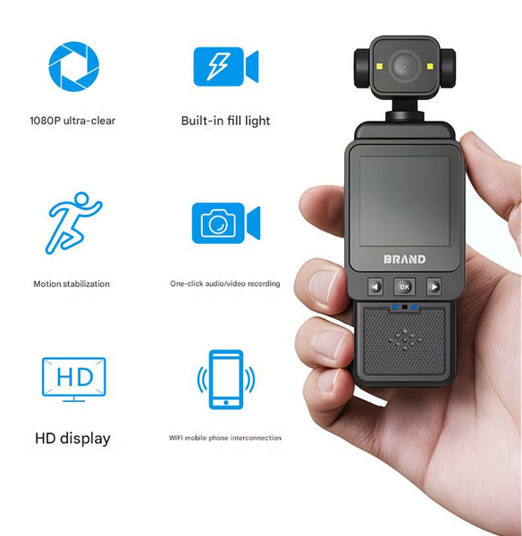 Compact Body Camera With 180A Rotatable Lens Night Vision Wifi & Built In Fill Lights(Black+128G) Camcorders
