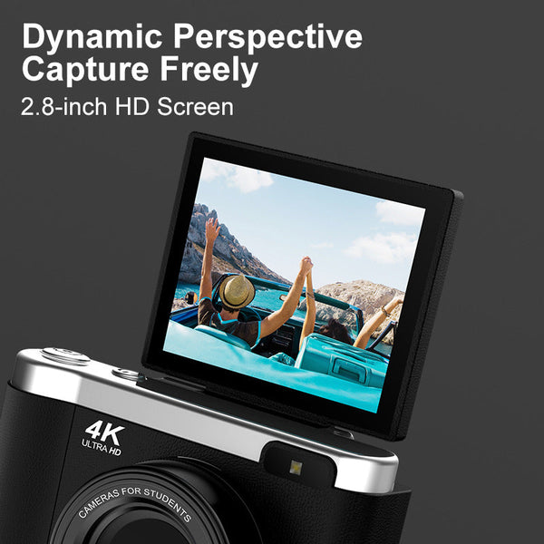 4K Ultra Hd Digital Camera 75Mp 2.8 Inch Rotatable Screen Auto Focus & Built Flash(Black) Digital Cameras
