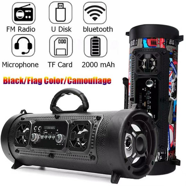 Wireless Fm Radio Usb/Tf Playback Aux Input Microphone Support & 2000Mah Battery(Blue And Black) Audio Docks & Mini Speakers
