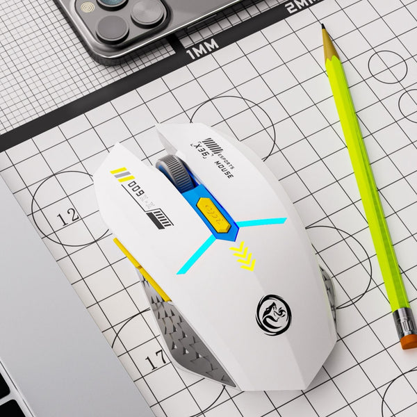 Ergonomic Dual Mode Wireless Gaming Mouse Mute Buttons Adjustable Dpi Rechargeable Multi Assist Keys(White) Other Video Game Accessories