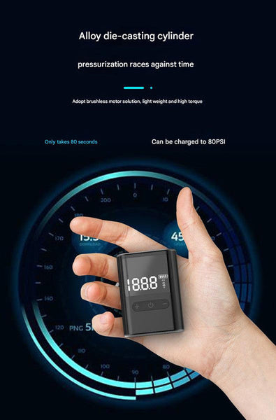 Compact Digital Display Air Pump 100 Psi Portable Electric Inflator With Automatic Stop(Black) Air Pumps