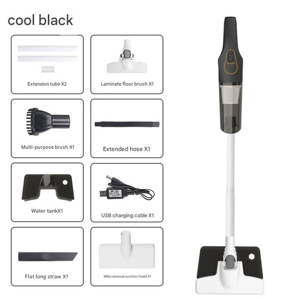 Cordless 2 In 1 Handheld & Stick Vacuum Cleaner With Detachable Water Tank Dust Mite Remover(Black) Vacuum Cleaners