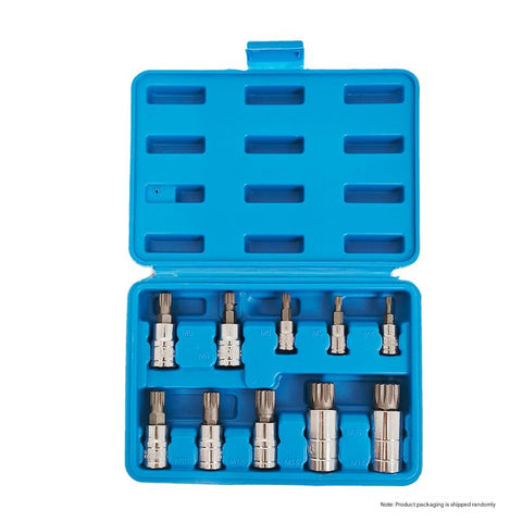 10 Piece M Type Spline Bit Socket Set Chrome Steel Polished & Quenched For Durability With Storage Case(Blue) Socket Wrenches