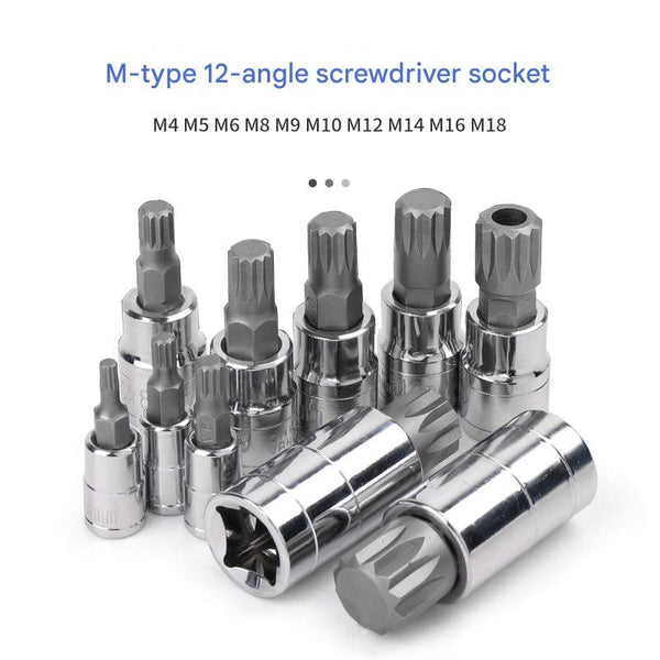 10 Piece M Type Spline Bit Socket Set Chrome Steel Polished & Quenched For Durability With Storage Case(Blue) Socket Wrenches