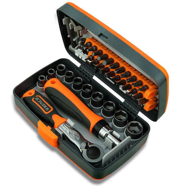 38 Piece Ratchet Screwdriver & Socket Wrench Set Professional Multi Bit Repair Tool Kit With Portable Case(Orange) Screwdrivers & Nutdrivers