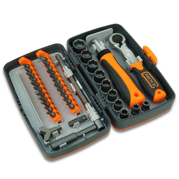 38 Piece Ratchet Screwdriver & Socket Wrench Set Professional Multi Bit Repair Tool Kit With Portable Case(Orange) Screwdrivers & Nutdrivers