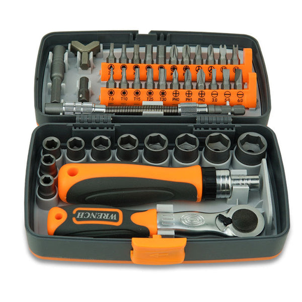 38 Piece Ratchet Screwdriver & Socket Wrench Set Professional Multi Bit Repair Tool Kit With Portable Case(Orange) Screwdrivers & Nutdrivers