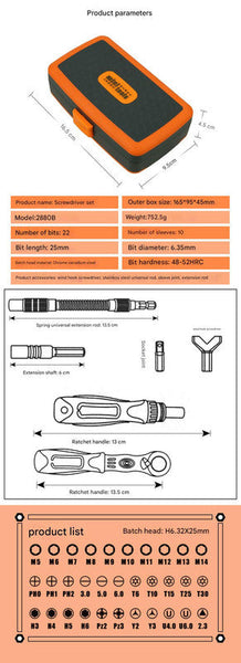 38 Piece Ratchet Screwdriver & Socket Wrench Set Professional Multi Bit Repair Tool Kit With Portable Case(Orange) Screwdrivers & Nutdrivers