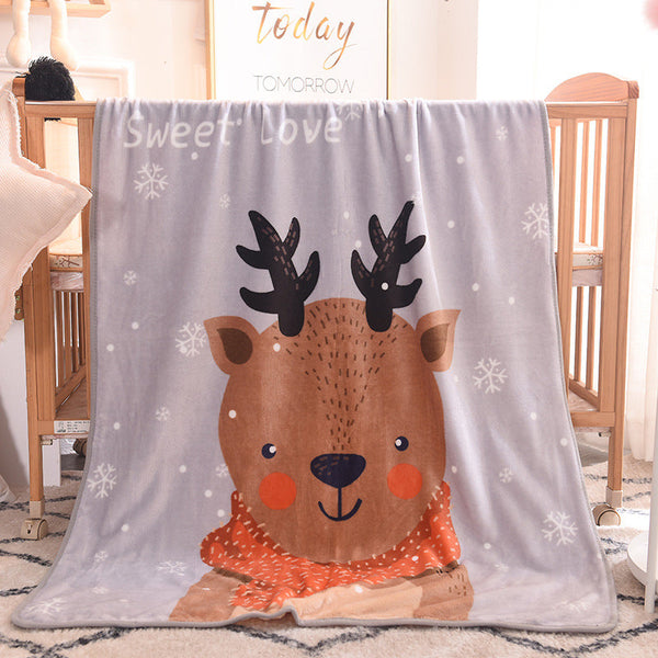 Ultra Soft Kids Plush Fleece Blanket Cozy Cartoon Animal Throw For All Seasons (Fawn) Blankets