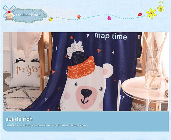 Ultra Soft Kids Plush Fleece Blanket Cozy Cartoon Animal Throw For All Seasons (Fawn) Blankets