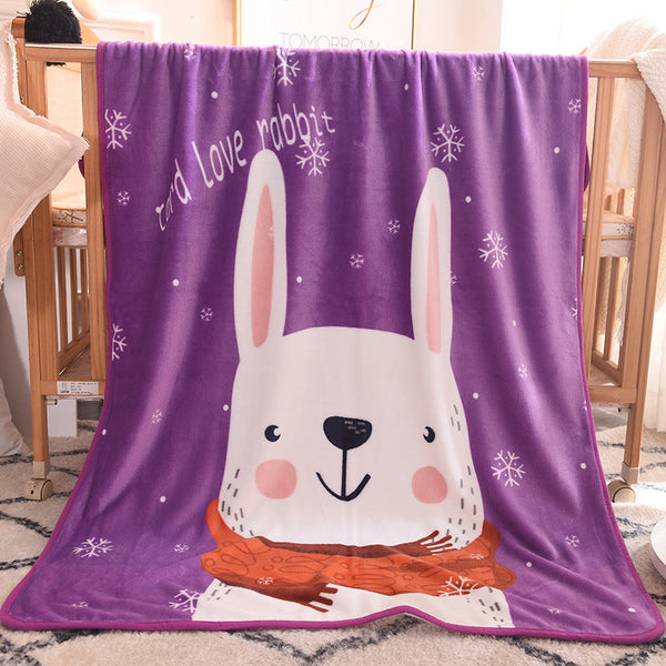 Ultra Soft Kids Plush Fleece Blanket Cozy Cartoon Animal Throw For All Seasons (Rabbit) Blankets