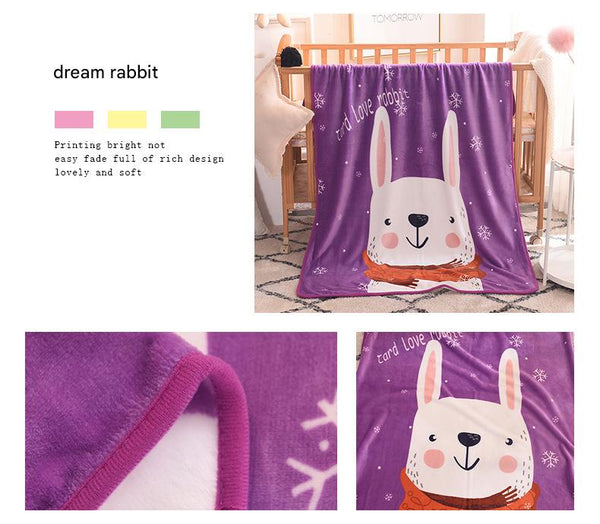 Ultra Soft Kids Plush Fleece Blanket Cozy Cartoon Animal Throw For All Seasons (Rabbit) Blankets