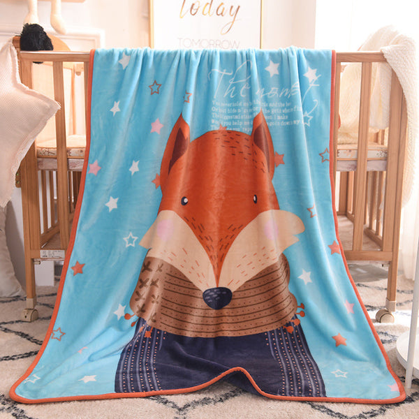 Ultra Soft Kids Plush Fleece Blanket Cozy Cartoon Animal Throw For All Seasons (Fox) Blankets