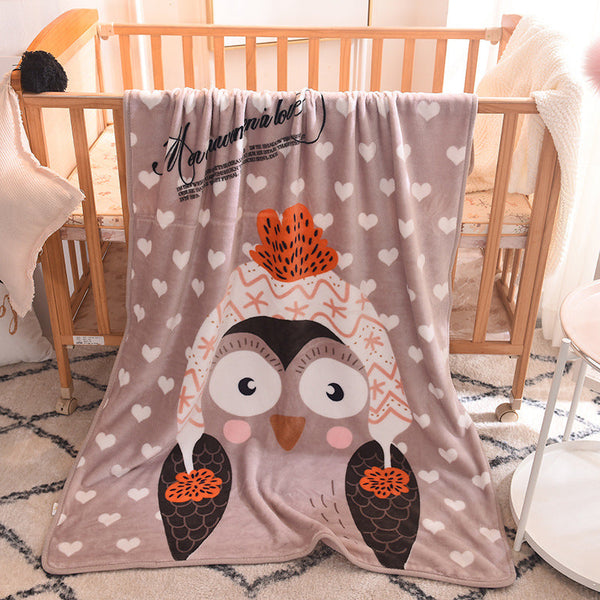 Ultra Soft Kids Plush Fleece Blanket Cozy Cartoon Animal Throw For All Seasons (Owl) Blankets