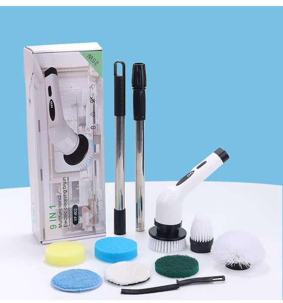 9 In 1 Multifunctional Cordless Electric Spin Scrubber With Adjustable Extension Handle(White) Mops Brooms & Scrubbers