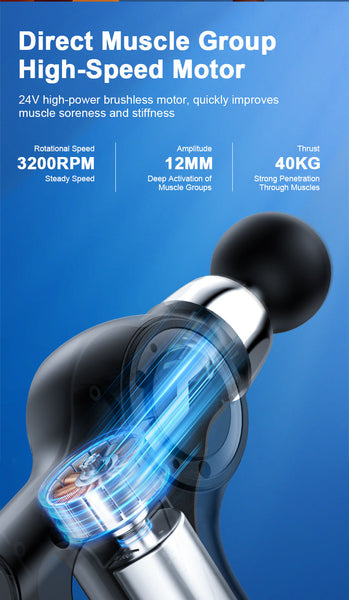 Professional Deep Tissue Percussion Massage Gun 30 Speeds 6 Heads & Lcd Touch Screen(Grey) Massagers