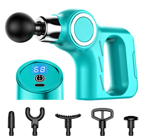 Professional Deep Tissue Percussion Massage Gun 30 Speeds 6 Heads & Lcd Touch Screen(Green) Massagers