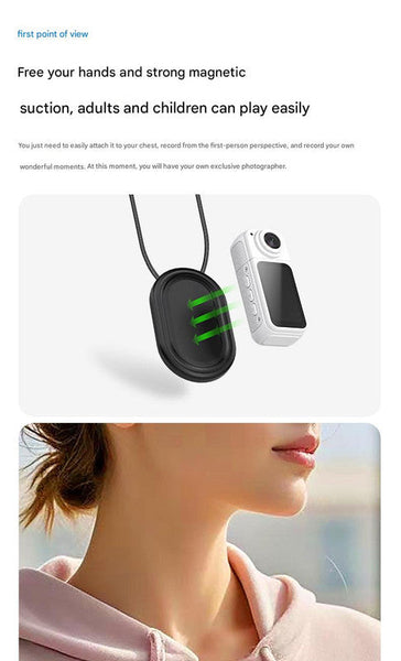 Thumb Sized 2.7K Camera With 180 Rotatable Lens & Magnet Mount Capture Your World Hands Free(Black+32G) Camcorders