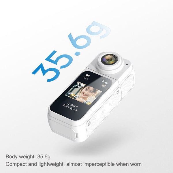 Thumb Sized 2.7K Camera With 180 Rotatable Lens & Magnet Mount Capture Your World Hands Free(White+32G) Camcorders