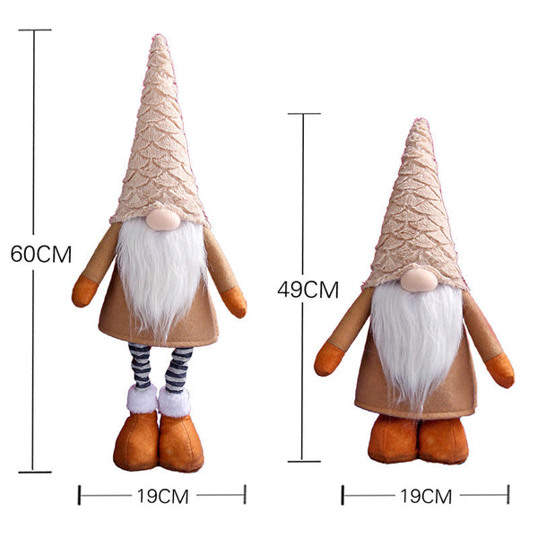Retractable Leg Christmas Gnome Plush Adjustable Standing Holiday Decoration(Grey) Seasonal Decorations