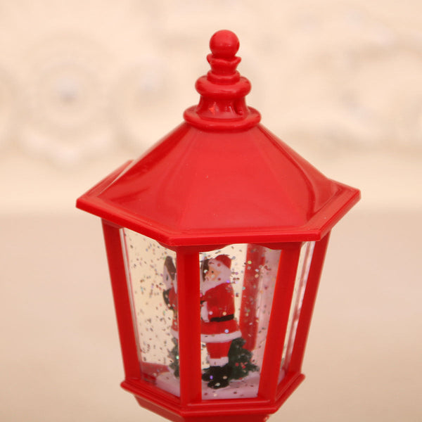 Festive Led Christmas Snow Globe Lantern Glittering Tabletop Decoration With Santa/Snowman Scene Dual Power(Red) Seasonal Decorations